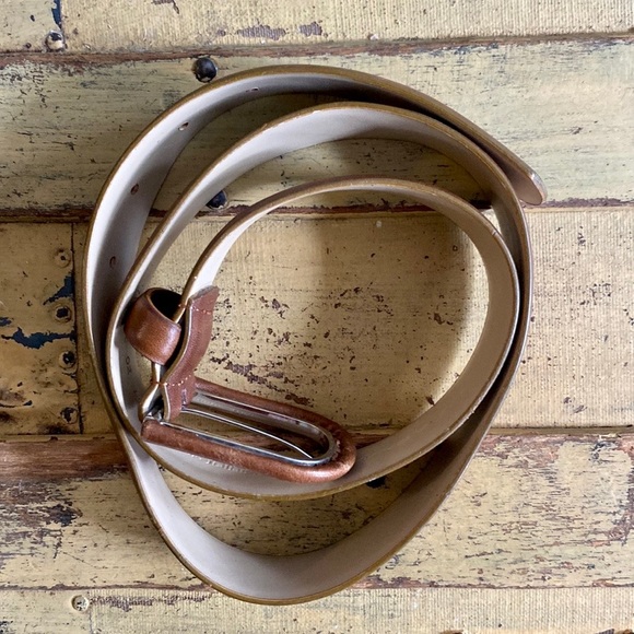 VIA SPIGA LEATHER BELT BROWN NEUTRAL ITALY LEATHER BELT WMNS SIZE S M - Picture 4 of 12